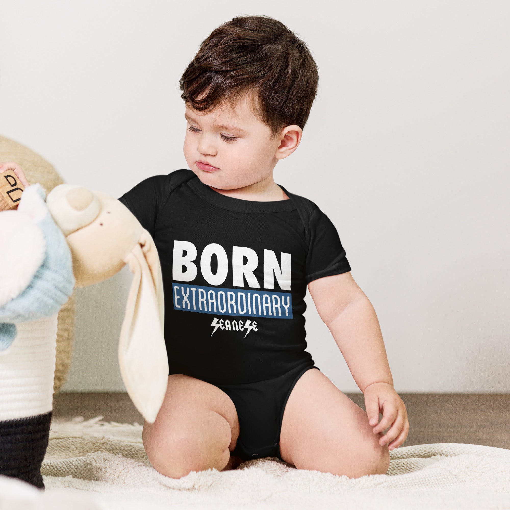 Born Extraordinary---Baby short sleeve one piece--- Click for more shirt colors