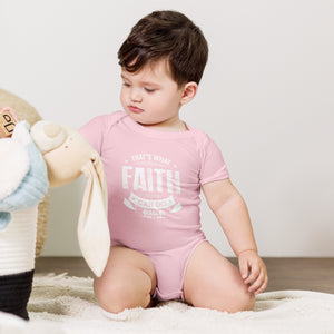 That's What Faith Can Do White Design----Baby short sleeve one piece---- Click for more shirt colors