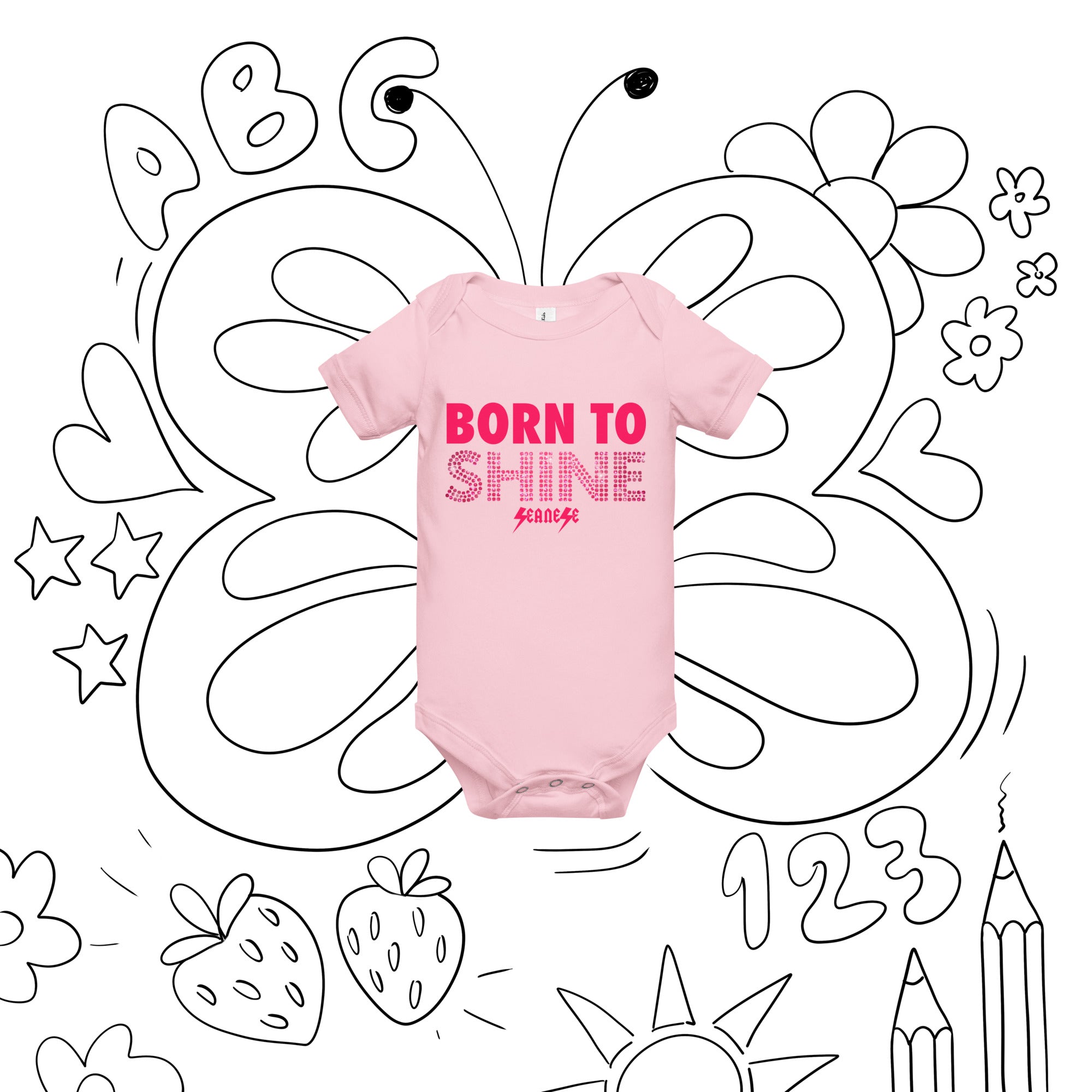 Born to Shine---Baby short sleeve one piece--- Click for more shirt colors