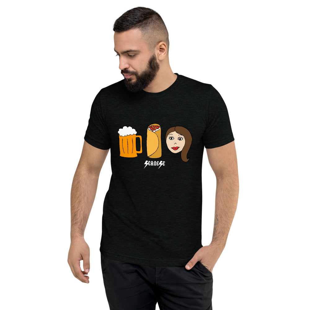 Upgraded Soft Short sleeve t-shirt---Beer Burrito Brunette Babe---Click for more shirt colors