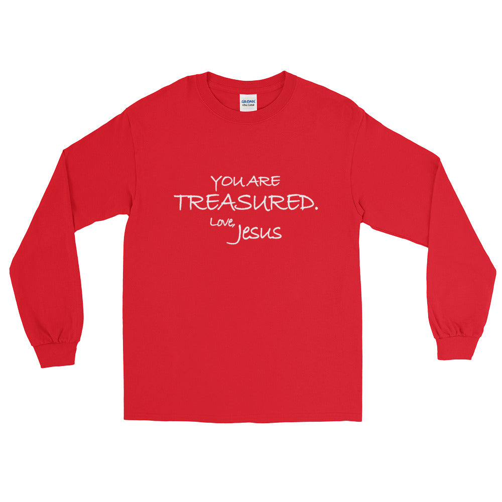 Long Sleeve T-Shirt---You Are Treasured. Love, Jesus---Click for more shirt colors
