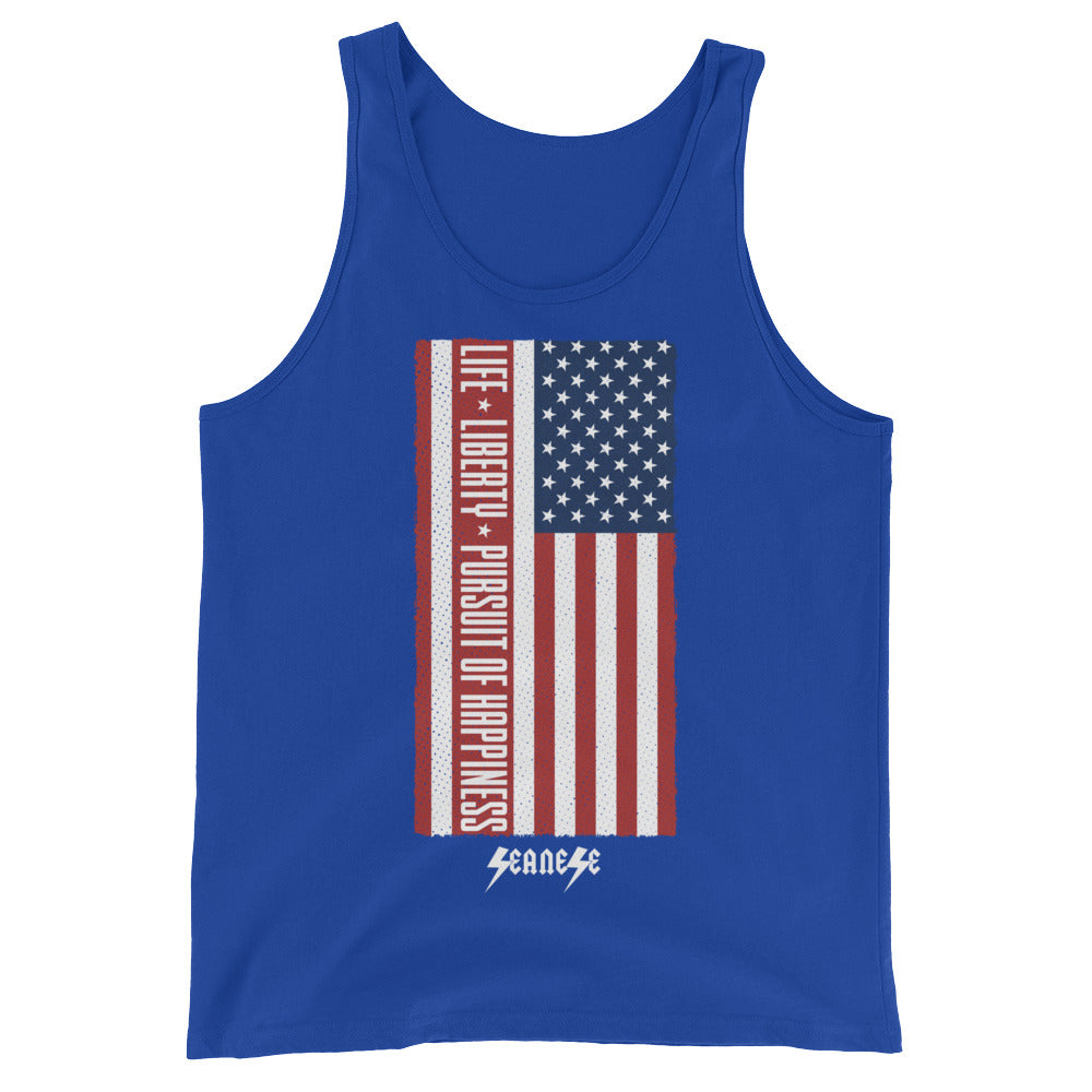 Unisex  Tank Top---Vertical Life Liberty Pursuit of Happiness---Click for more shirt colors