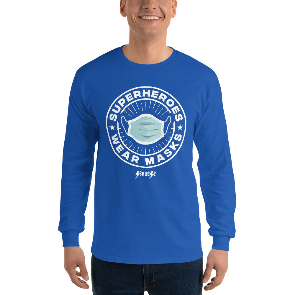 Men’s Long Sleeve Shirt---SuperheroeS Wear Masks---Click for more shirt colors