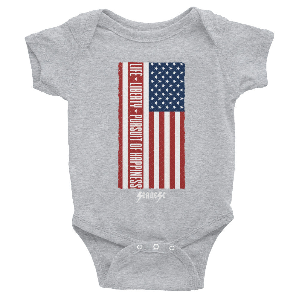 Infant Bodysuit---Vertical Life Liberty Pursuit of Happiness---Click for more shirt colors