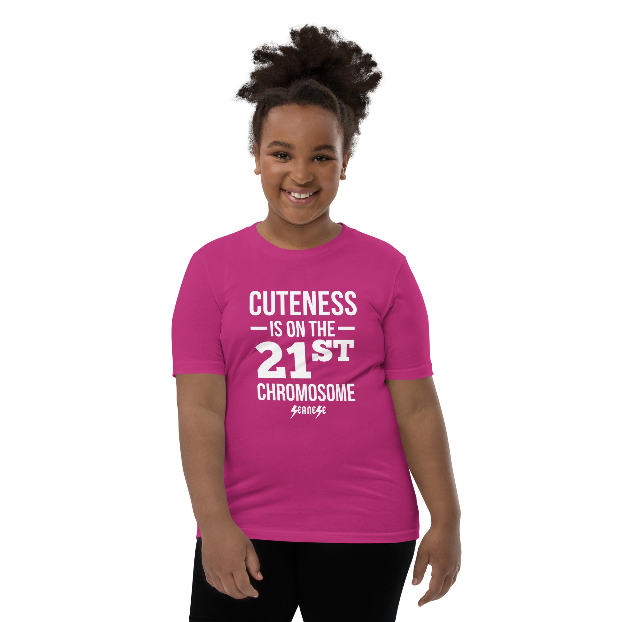 Youth Short Sleeve T-Shirt---Cuteness is on the 21st Chromosome---Click for more shirt colors